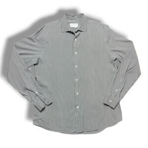 Prada Milano Striped Cotton Button Up Dress Shirt Black White Italy Sz 15.5